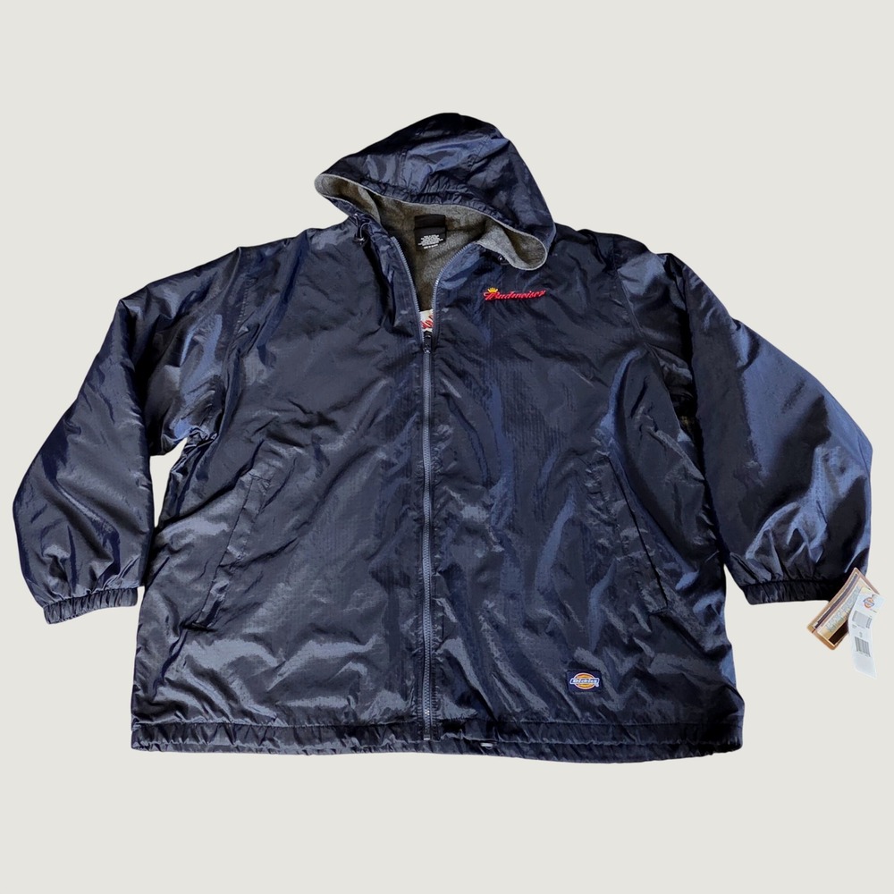 Dickies Budweiser Jacket Mens 2XL Navy Fleece Lined Hooded Beer Workwear NWT